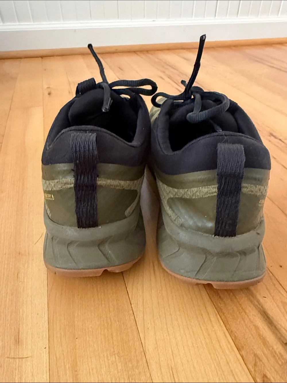 KEEN Men's Olive Green and Black Athletic Trail Shoes with Yellow Logo
